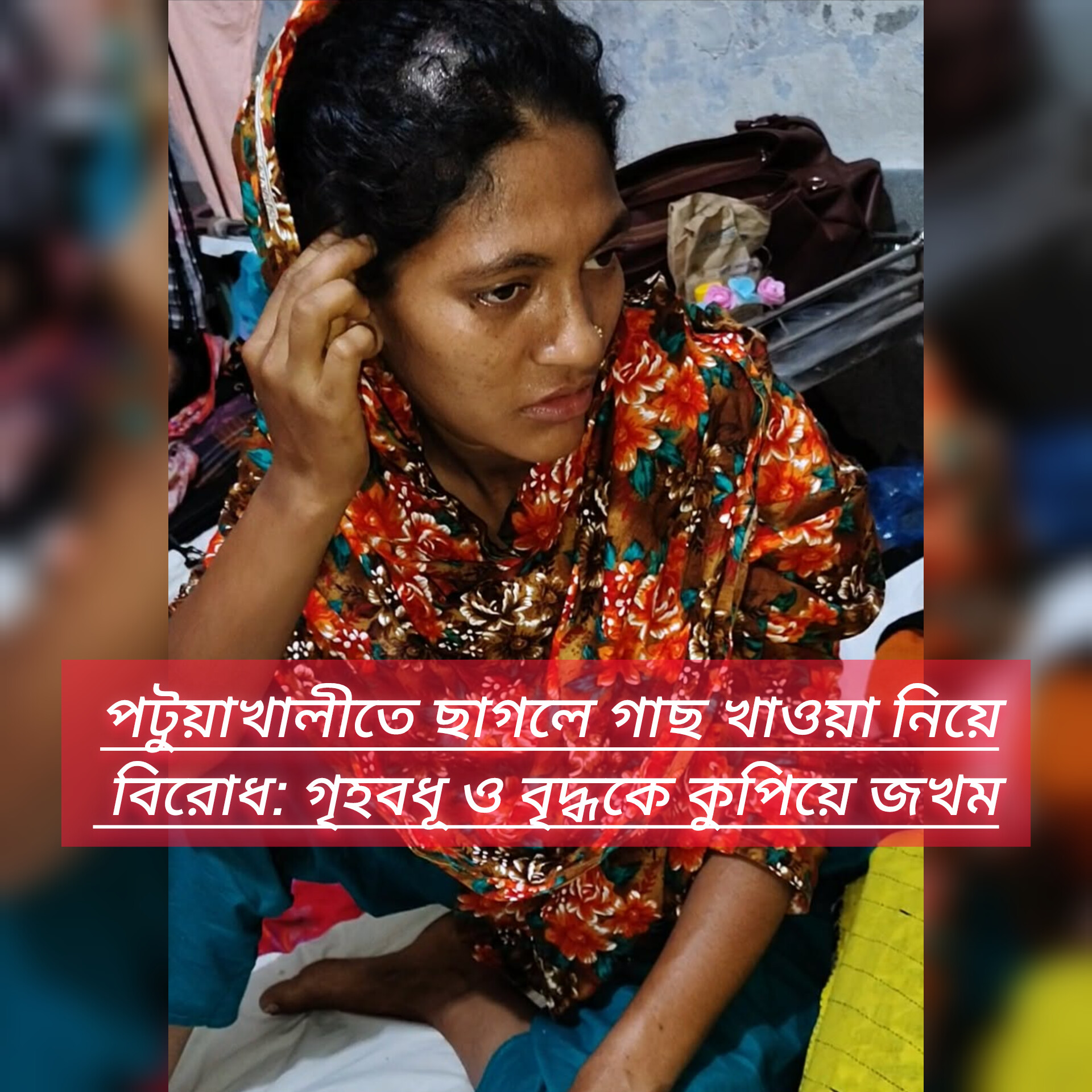 মির্জাগঞ্জে ছাগলে গাছ খাওয়া নিয়ে বিরোধ: গৃহবধূ ও বৃদ্ধকে কুপিয়ে জখম