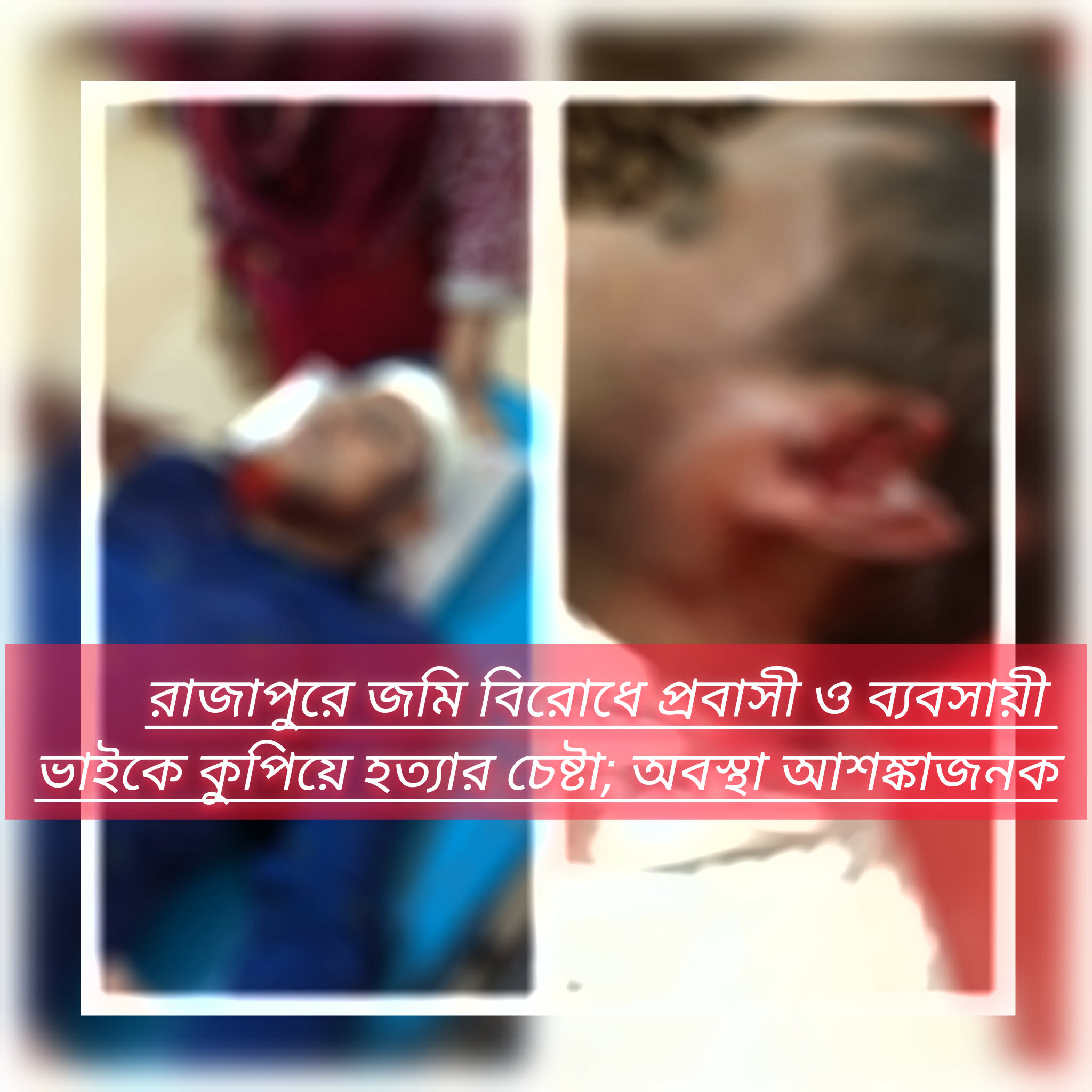 রাজাপুরে জমি বিরোধে প্রবাসী ও ব্যবসায়ী ভাইকে কুপিয়ে হত্যা চেষ্টা, অবস্থা আশঙ্কাজনক