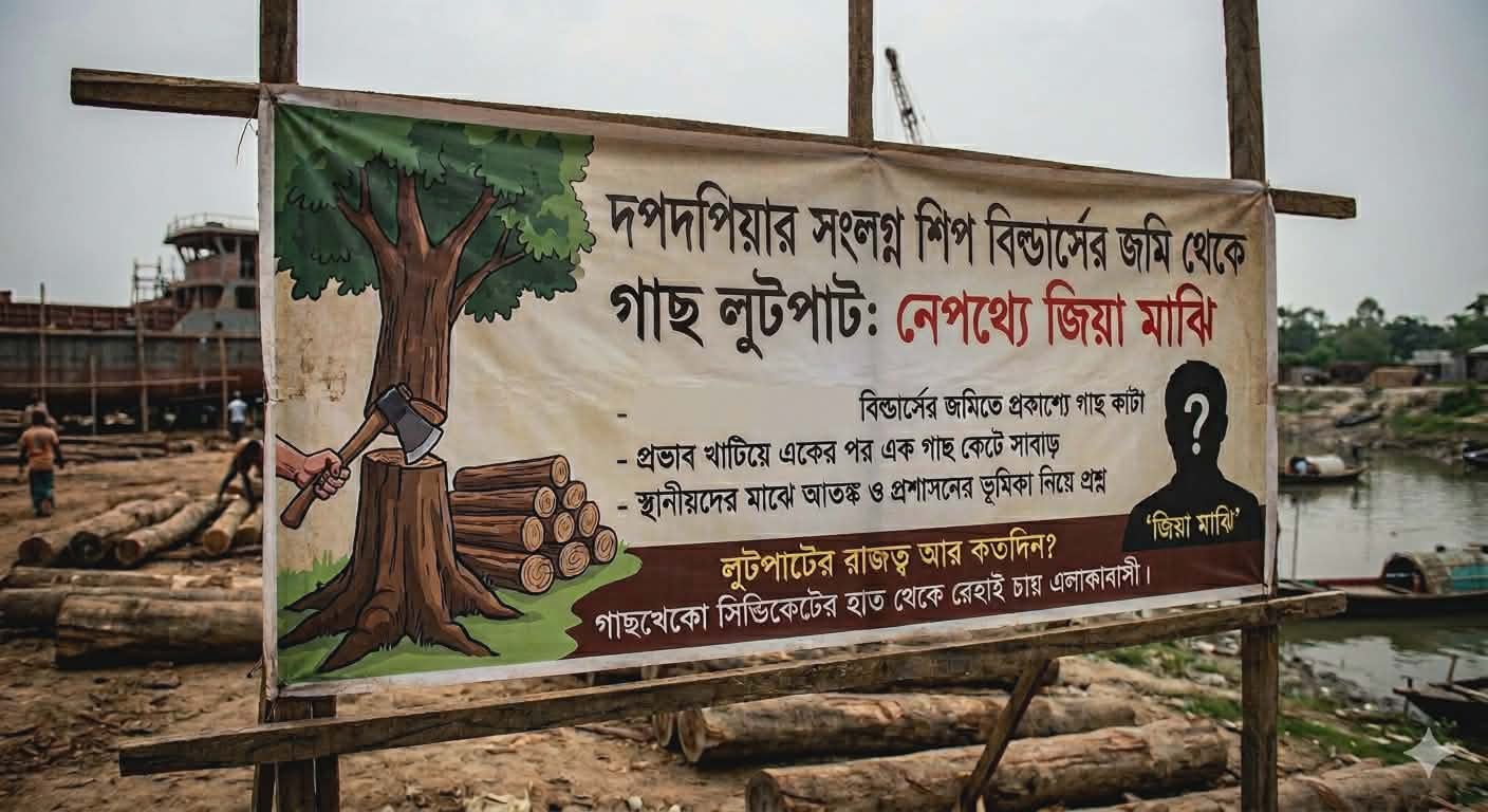 নলছিটিতে শিপ বিল্ডার্সের জমি থেকে গাছ লুট: নেপথ্যে জিয়া মাঝি বাহিনী, থানায় অভিযোগ